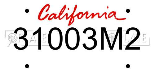 31003M2 California License Plate