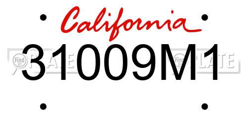 31009M1 California License Plate