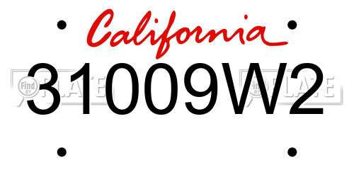 31009W2 California License Plate