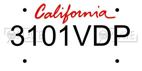 3101VDP California License Plate