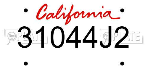 31044J2 California License Plate