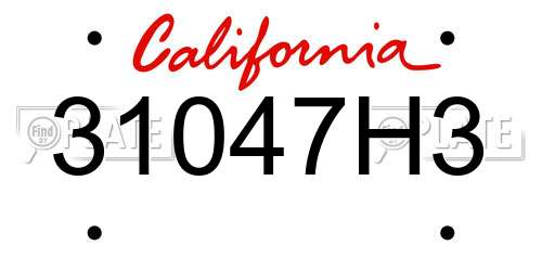 31047H3 California License Plate
