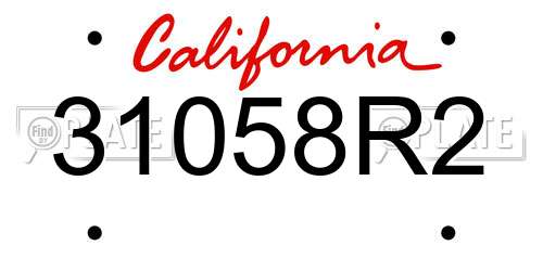31058R2 California License Plate
