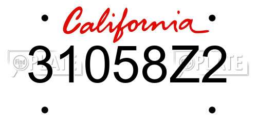 31058Z2 California License Plate