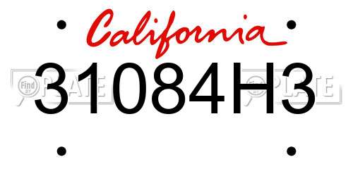 31084H3 California License Plate