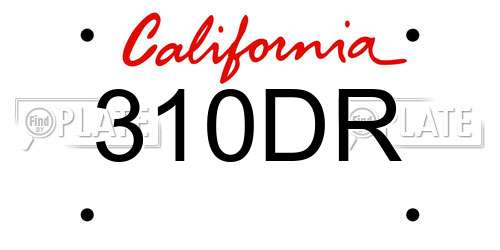 310DR California License Plate