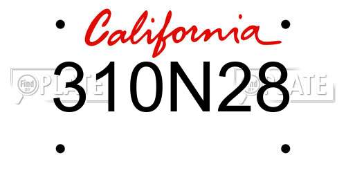 310N28 California License Plate