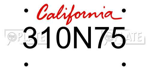 310N75 California License Plate