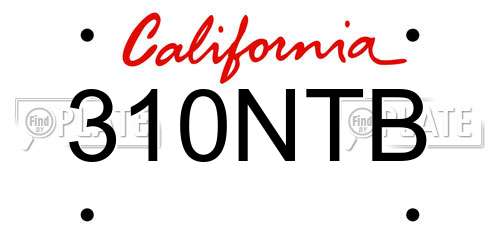 310NTB California License Plate