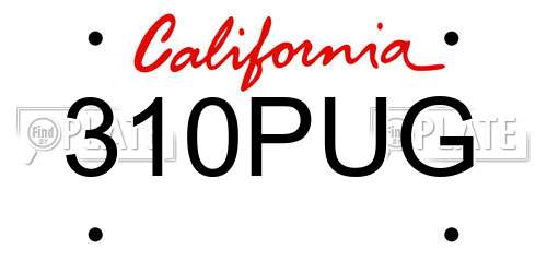 310PUG California License Plate