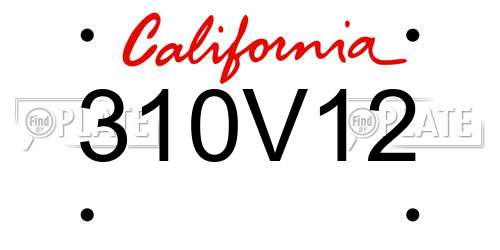 310V12 California License Plate