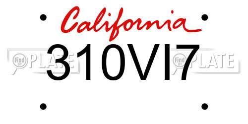 310VI7 California License Plate