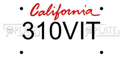 310VIT California License Plate