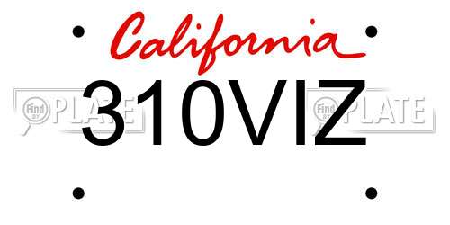 310VIZ California License Plate