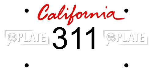 311 California License Plate