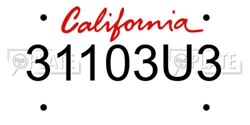 31103U3 California License Plate