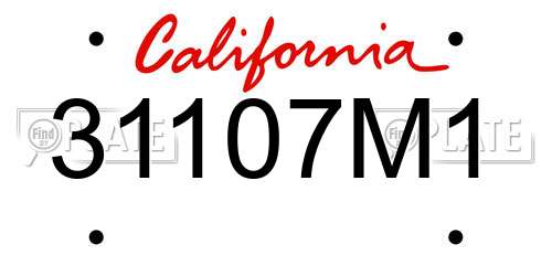 31107M1 California License Plate