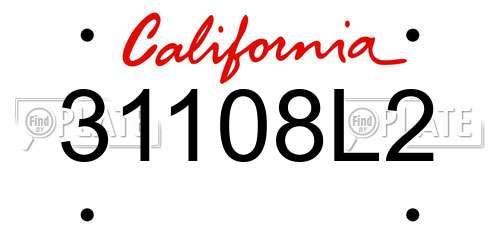 31108L2 California License Plate