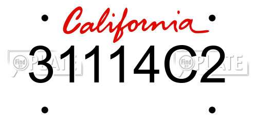 31114C2 California License Plate