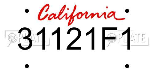 31121F1 California License Plate