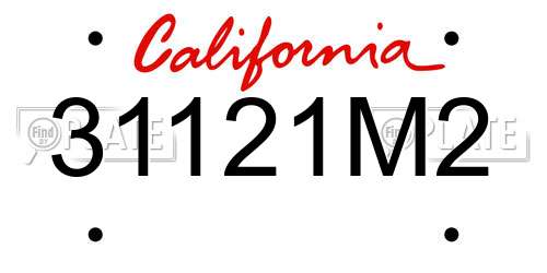 31121M2 California License Plate