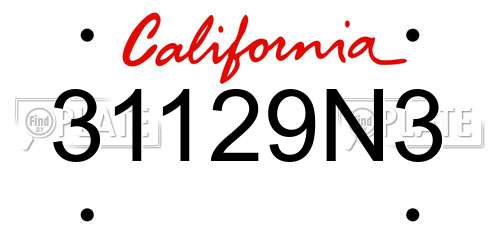 31129N3 California License Plate