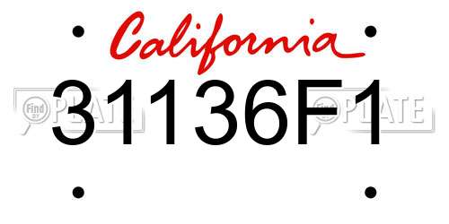 31136F1 California License Plate