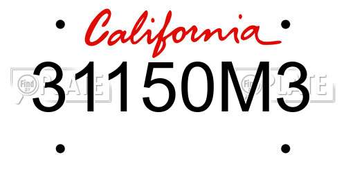 31150M3 California License Plate