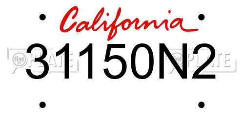31150N2 California License Plate