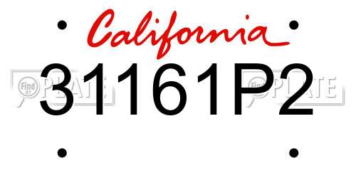 31161P2 California License Plate