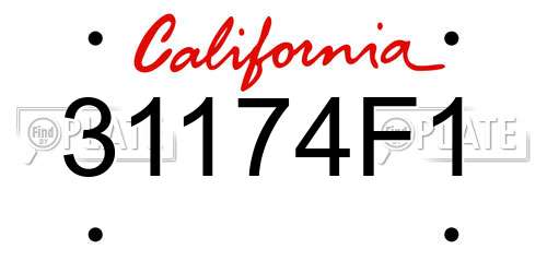 31174F1 California License Plate