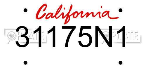 31175N1 California License Plate