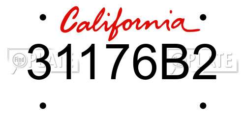 31176B2 California License Plate