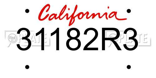 31182R3 California License Plate