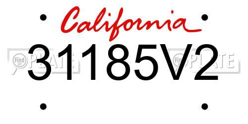 31185V2 California License Plate