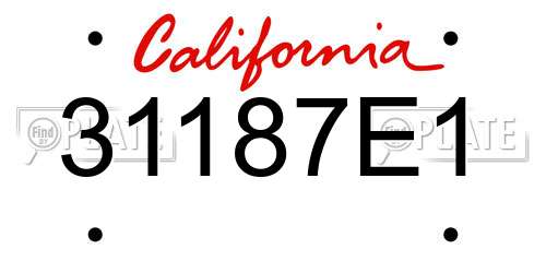 31187E1 California License Plate