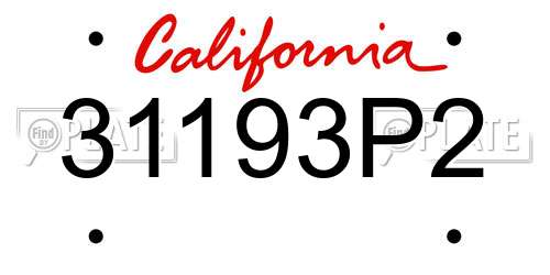 31193P2 California License Plate