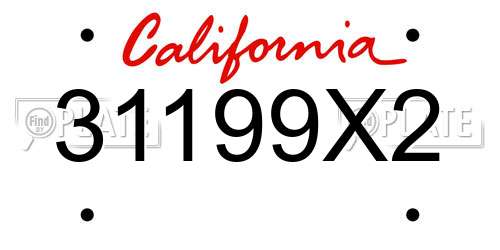 31199X2 California License Plate