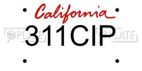311CIP California License Plate