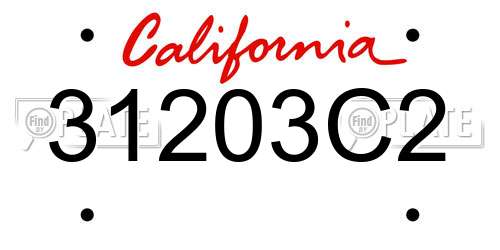 31203C2 California License Plate