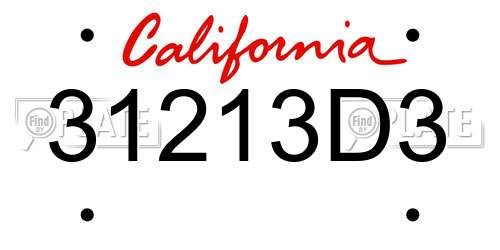 31213D3 California License Plate