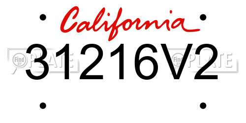 31216V2 California License Plate