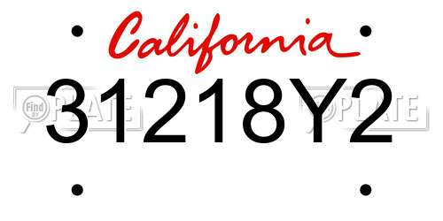 31218Y2 California License Plate