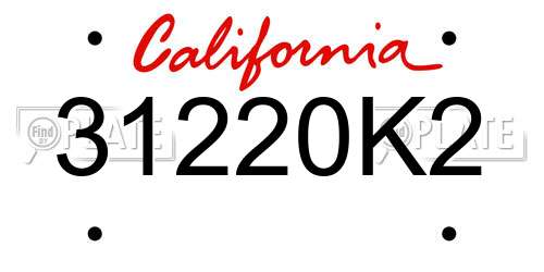 31220K2 California License Plate