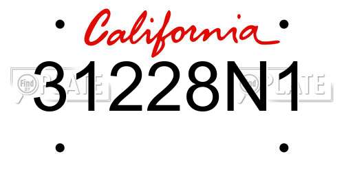 31228N1 California License Plate