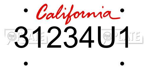 31234U1 California License Plate