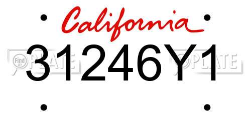 31246Y1 California License Plate