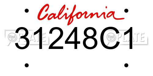 31248C1 California License Plate