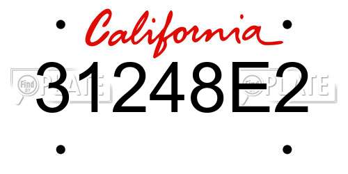 31248E2 California License Plate