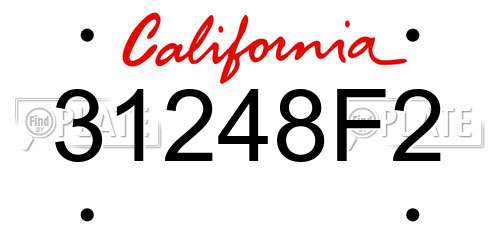31248F2 California License Plate